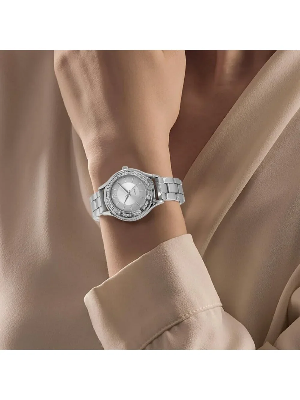 Women's Silver Analog Relogio Feminino Waterproof Bracelet Round Wrist Watch